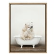 thumbnail image 2 of Kate and Laurel Sylvie Mother and Baby Polar Bear in Rustic Bath Framed Canvas Wall Art by Amy Peterson Art Studio, 18x24 Gold, Modern Fun Decorative Bathtub Wall Art for Home Décor, 2 of 6