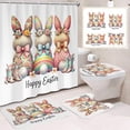 thumbnail image 4 of Weloille Easter Rabbit Theme 4-Piece Bathroom Set, Polyester Waterproof Shower Curtain Non-Slip Bath Mat, Water Absorbent Decor Set for Bathroom, Guest Room Home Holiday Decor, 4 of 6