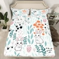 thumbnail image 2 of Homewish Kawaii White Rabbit 3pcs Twin Sheet Sets for Child Boys Girls,Chic Floral Flower Twin Fitted Sheet,Cartoon Animal Breathable Flat Sheet,Super Cozy Room Decor, 2 of 7