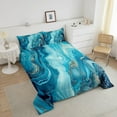 thumbnail image 3 of Ensemble de Couette, Marbre Bleu Sarcelle Couette en Duvet Design Liquide Doré Sable Mouvant, 3 of 6