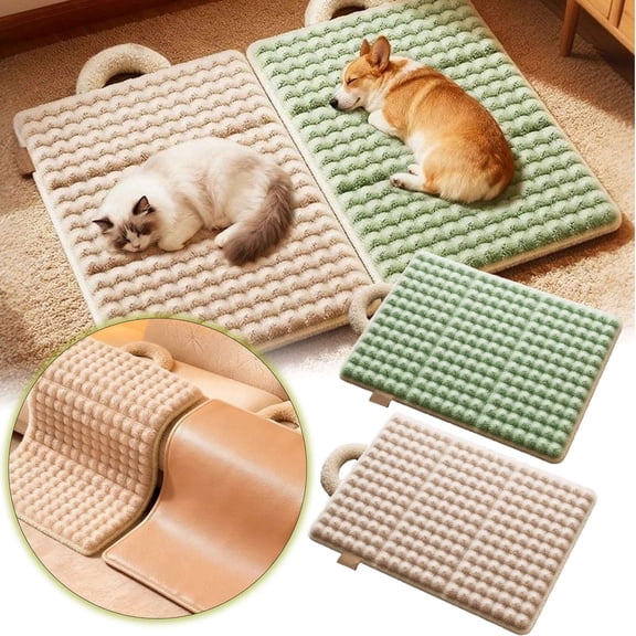 19.7" x 28.3" Large Plush Cat Bed with Non- Bottom, Ultra Soft Pet Mat for Indoor Cats & Dogs, Machine Washable Floor Mat Couch Crate Pad for Pets