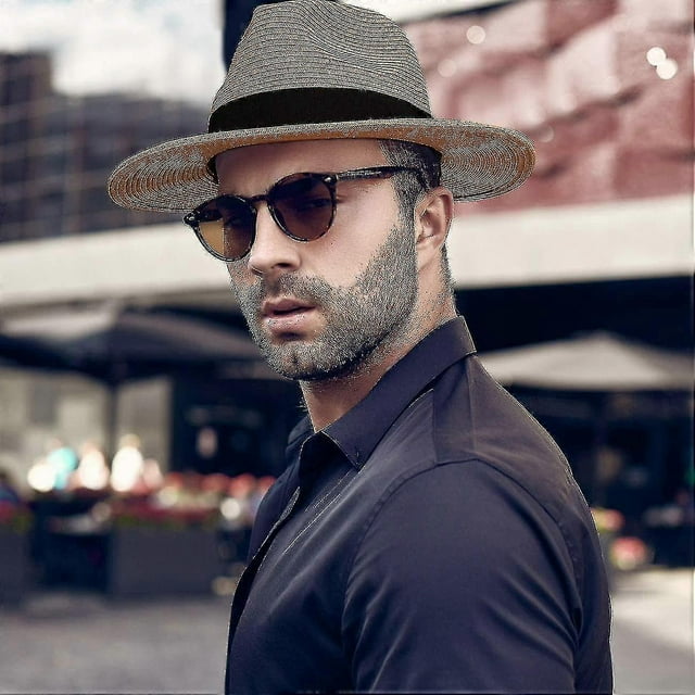 Traditional Rollable Panama Hat With Wide Brim, Breathable Summer Handmade Straw Hat, Men's Fedora Sun Hats