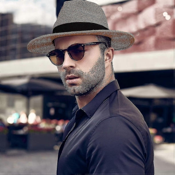 Traditional Rollable Panama Hat With Wide Brim, Breathable Summer Handmade Straw Hat, Men's Fedora Sun Hats
