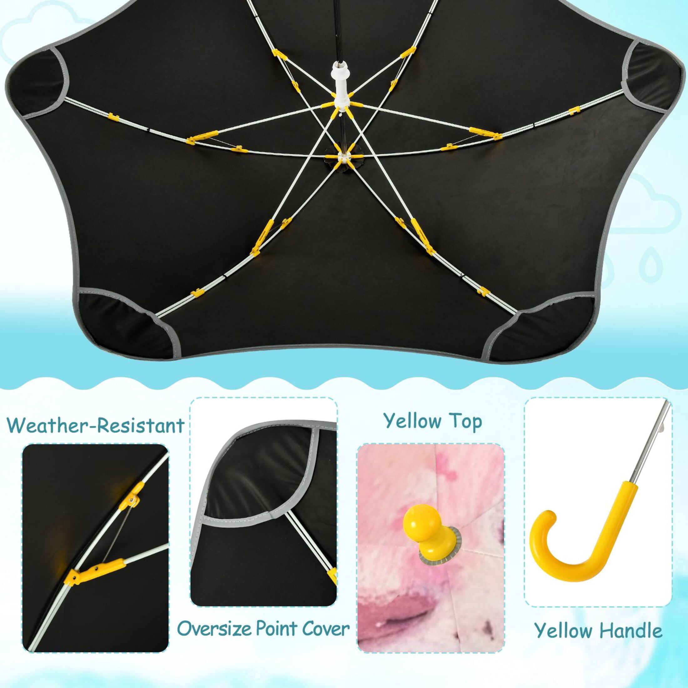 BZSMCE Folding Umbrellas Rain & UV Protection Windproof In Sparkle Cub & Soccer Pattern