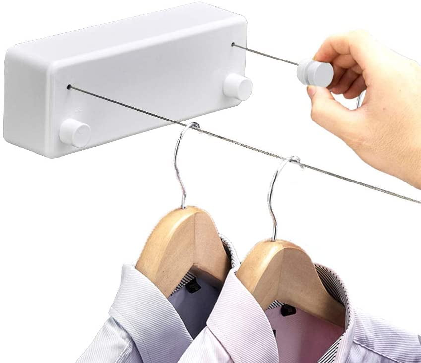 Retractable Clothesline 40 ft PVC Portable Indoor&Outdoor Clothes Drying Rack 