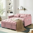 thumbnail image 2 of Lunale 4-in-1 Convertible Futon Sofa Bed, Pull Out Couch Beds Loveseat Sleeper, Pink Velvet, 2 of 12