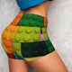 thumbnail image 4 of Balery Colorful Building Blocks Pantalones cortos de entrenamiento estampados para mujer, sin costuras, ajustados, para gimnasio, yoga, correr, deportes, ejercicio activo, fitness.-XX-Large, 4 of 8