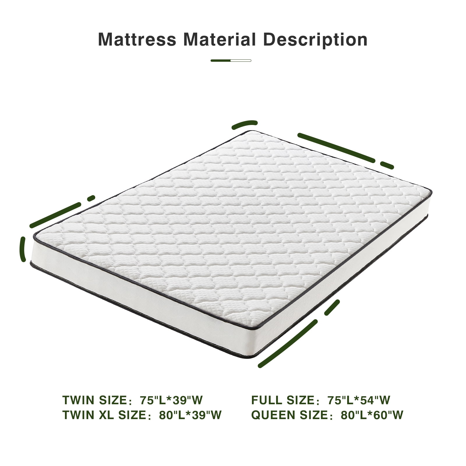 Twin Mattress, 6 inch Hybrid Mattress in a Box with Washable Cover Medium Firm Pressure Relief, CertiPUR-US Certified