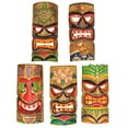 thumbnail image 4 of 10 Piece Polynesian Party Hand Carved Wooden Island Wall Hanging Tiki Masks -10 Inches High - Artisan Crafted - Perfect for Indoor and Outdoor Tropical Ambiance, 4 of 5
