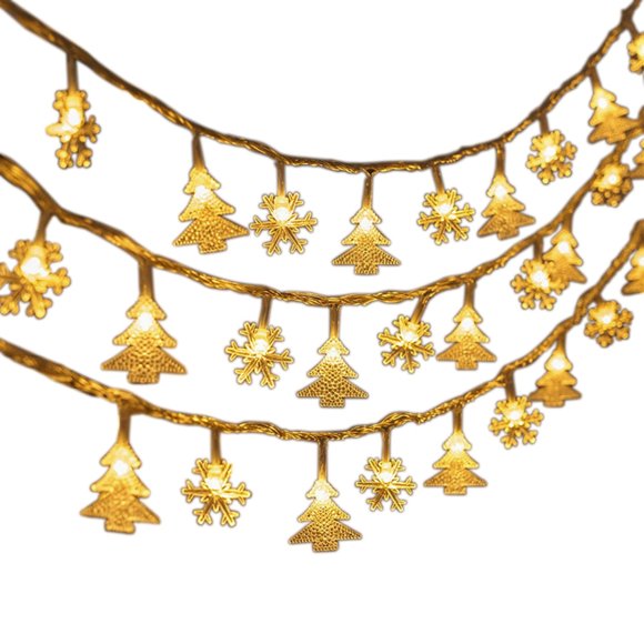 Outdoor Christmas Decorations,9.8-FT Christmas Snowflake Tree Lights String, Holiday Decoration Props for Tree