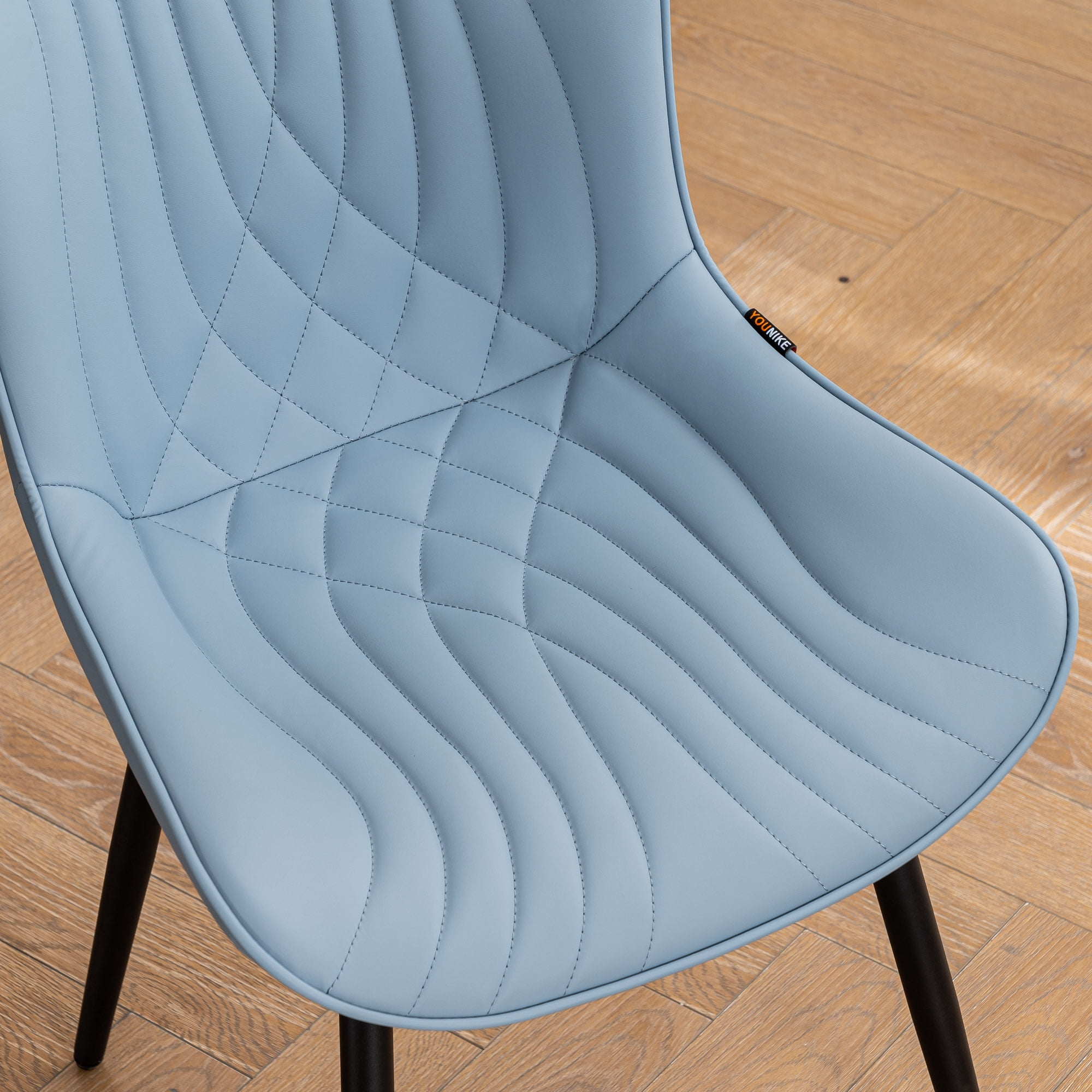 YOUNIKE Modern Dining Chairs with Metal Legs Set of 2 Upholstered Kitchen Dinner Side Chair, Blue