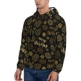 thumbnail image 3 of Uemuo Gold Pinecone Merry Christmas Pattern Men's Hoodie - Casual Pullover Hoodie with Kangaroo Pocket, Stylish Hooded Sweatshirt for Everyday Wear-Large, 3 of 7