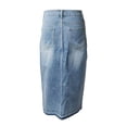 thumbnail image 6 of Sunisery Denim Casual High Waisted Solid Split Long Skirt (Women's), 6 of 7