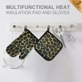 thumbnail image 4 of Yayeee Oven Mitts and Pot Holder Set of 2 Heat Resistant Kitchen Gloves Baking Hot Pad, Green Leopard Pattern, 4 of 5