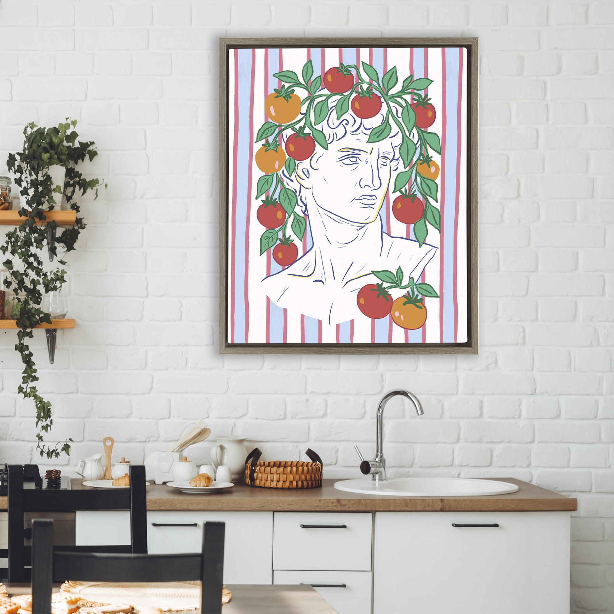 Stupell Industries La Rossa Sculpture Face Brown Framed Floater Canvas Wall Art, design by Radhika Modi