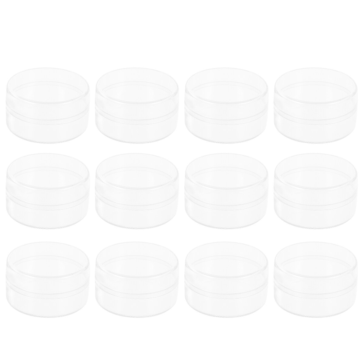 1 Set 12Pcs Round Small Plastic Jar Transparent Storage Containers with