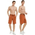 thumbnail image 6 of QPNGRP Men's Workout Stretch Shorts Casual Drawstring Elastic Zipper Pockets Caramel 36, 6 of 8