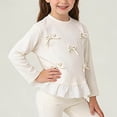 thumbnail image 3 of Mnyotv Girls' Spring Fall Long Sleeve Tees Tops Ruffle Hem Long Sleeve T Shirts with Cute Bow Kids Sweatshirts Size 9-10Y, 3 of 8