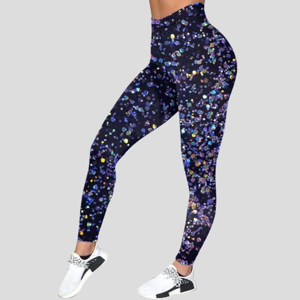 MKLEKYY Pantalones de yoga ajustados con estampado brillante y largo Mardi para mujer