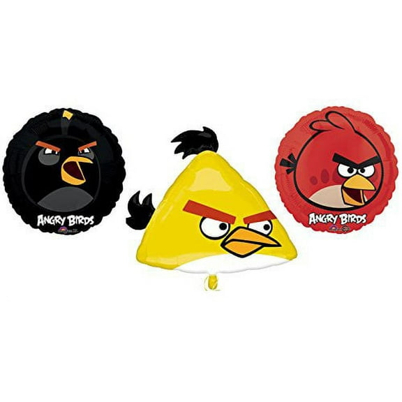 3 angry birds mylar balloons - angry bird foil balloon bouquet
