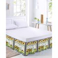 thumbnail image 3 of Spring Truck Bed Skirt King Size 18 Inch Drop, Rustic White Yellow Floral Leaf Butterfly Black Plaid Adjustable Elastic Dust Ruffles Bedskirt for King Bed Wrap Around Pleated Mattress Frame Cover, 3 of 9