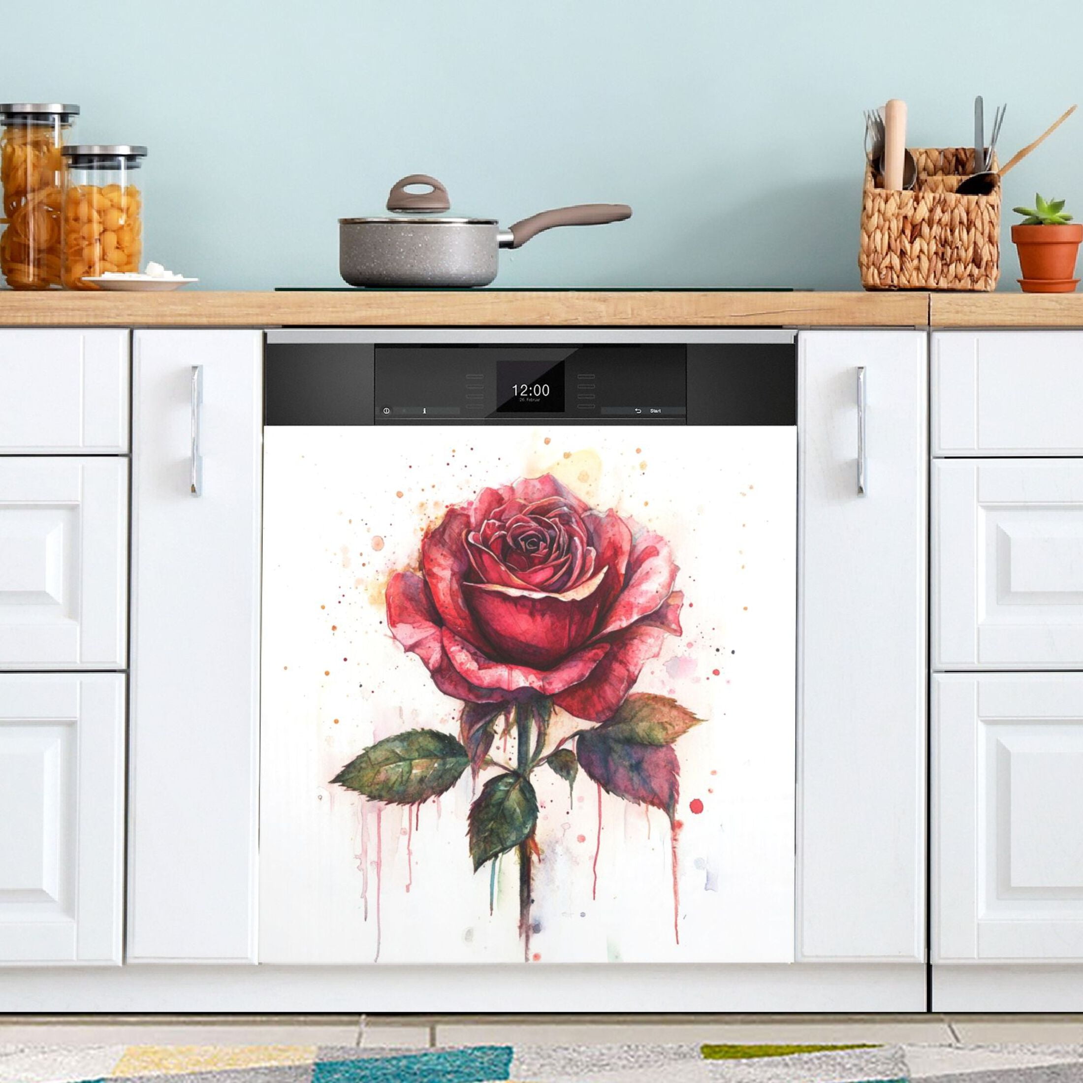 Dishwasher Magnetic Sticker 23x26 Inch Refrigerator Magnetic Sticker Washing Machine Magnetic Sticker Kitchen Panel Magnetic Sticker Home Decor Pretty Big Red Roses