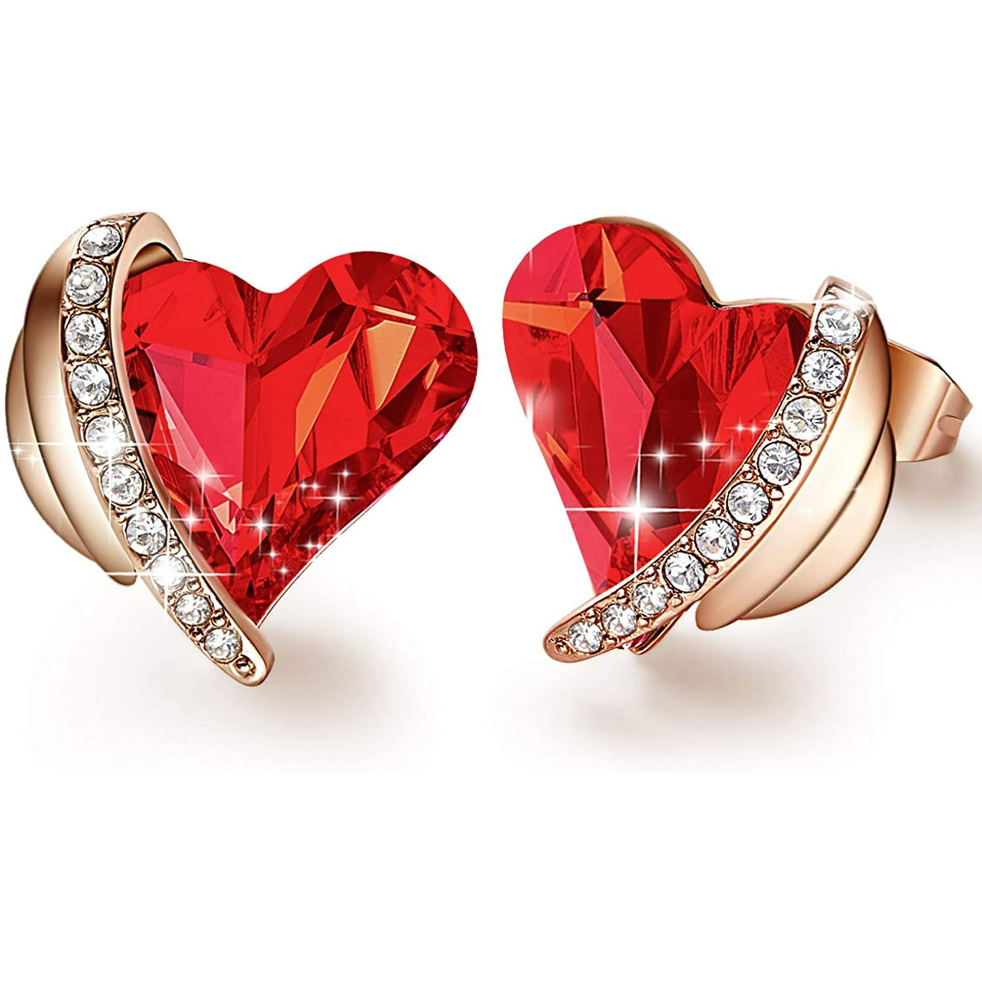 Love Heart Stud Earrings For Women Rose Gold Plated Women S Earrings Embellished With Austrian Crystals Mother S Day Valentine S Day Jewelry Gifts For Women Mom Wife Walmart Canada