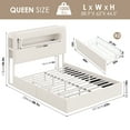 thumbnail image 2 of Homfa Queen Size Velvet Upholstered Bed with LED Lights & 2 Drawers, Storage Headboard Platform Bed Frame with USB Ports & Outlets, Off-White, 2 of 9