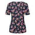 thumbnail image 4 of Black Women's Short Sleeve T-shirt, Women'S Summer Round Neck Retro Flower Print Irregular Hem Loose Casual Top,Women's Short sleeve T-shirt L, 4 of 5