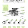 thumbnail image 2 of Stainless Steel Measuring Cups and Spoons Set of 10 Piece, Nesting Metal Measuring Cups Set with Soft Touch Silicone Handles for Dry and Liquid Ingredients, Cooking & Baking (Green), 2 of 14