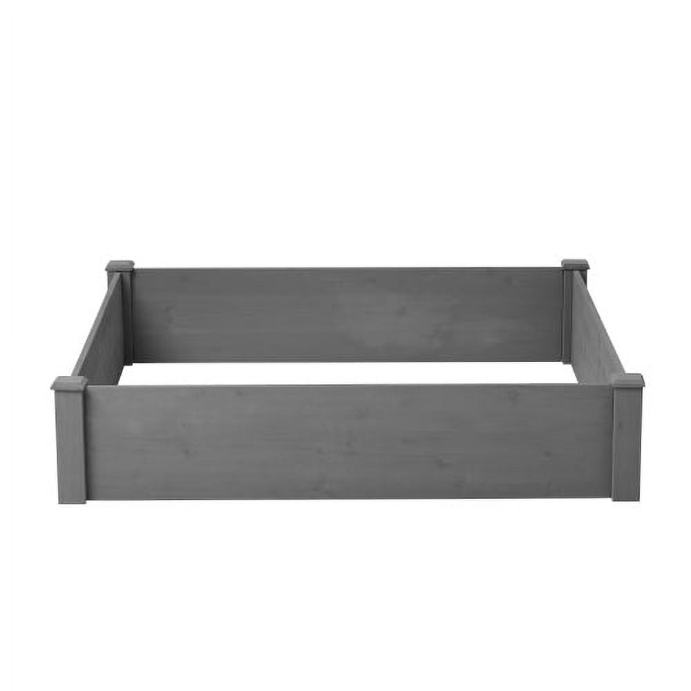 Howcool Outdoor Raised Garden Bed, Square Wooden Planter Box for Vegetables & Flowers, Above Ground Gardening Bed, Tool-Free Easy Assembly for Backyard Patio, Gray,48x48x10''