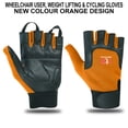 thumbnail image 3 of Wheelchair User Gloves Mobility Disability Fingerless Long Thumb Leather Palm for Men and Women Workout Weight Lifting, Cycling, Driving Gloves New Design Unisex Orange XXL, 3 of 8