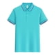 thumbnail image 3 of Mens Casual Manga Corta Botón Abajo Camisas de Color Sólido Botón Turndown Cuello Blusa Camisa, Poliéster, 3 of 5