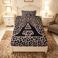 thumbnail image 4 of meiyoeat Leopard Print Bow Letter A Twin Sheet Sets, Women Teens, Brown Animal Print Bedding, 3 Pieces, 1 Flat Sheet, 1 Fitted Sheet and 1 Pillowcase, 4 of 6