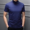 thumbnail image 1 of Blusa básica lisa de cuello alto para hombre Fule, camiseta tipo jersey, top de manga corta, top de fondo, 1 of 8
