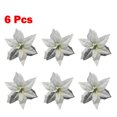 thumbnail image 1 of 6Pcs Christmas Glitter Artificial Poinsettia Flowers Xmas Poinsettia Artificial Wedding Flowers Decorations Xmas Tree Ornaments for Party Favors, 10inch, 1 of 6
