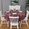 thumbnail image 2 of Red and Black Christmas Snowflake Pattern Round Tablecloth 60"x60",Wrinkle Wipeable Table Cloth for Kitchen Dining Room Picnic Patio Party, 2 of 6