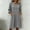 Gray#09, variant on Yteetum Summer Dresses for Women Cotton Linen 3/4 Sleeve V Neck Button Dress Casual Solid Loose Breathable Qucikly Dry 3/4 Length Sleeve Tavel Vacation Midi Dresses