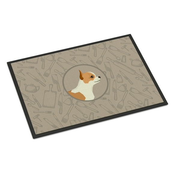 Carolines Treasures CK2177MAT Chihuahua In the Kitchen Door Mat Indoor Rug or Outdoor Welcome Mat 18x27 Doormat 27"L x