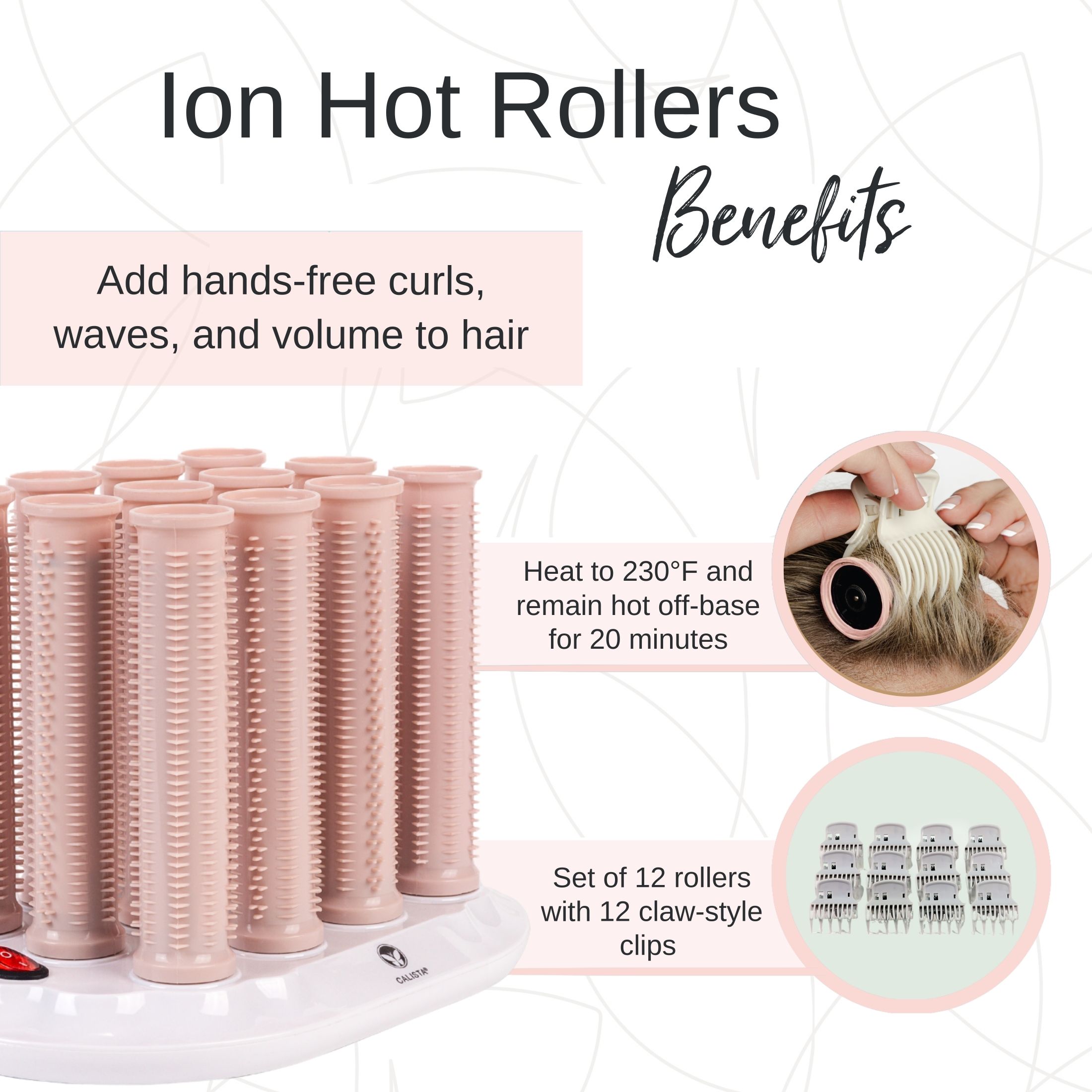 Calista Ion Hot Hair Rollers, 12 Count Short photo 3