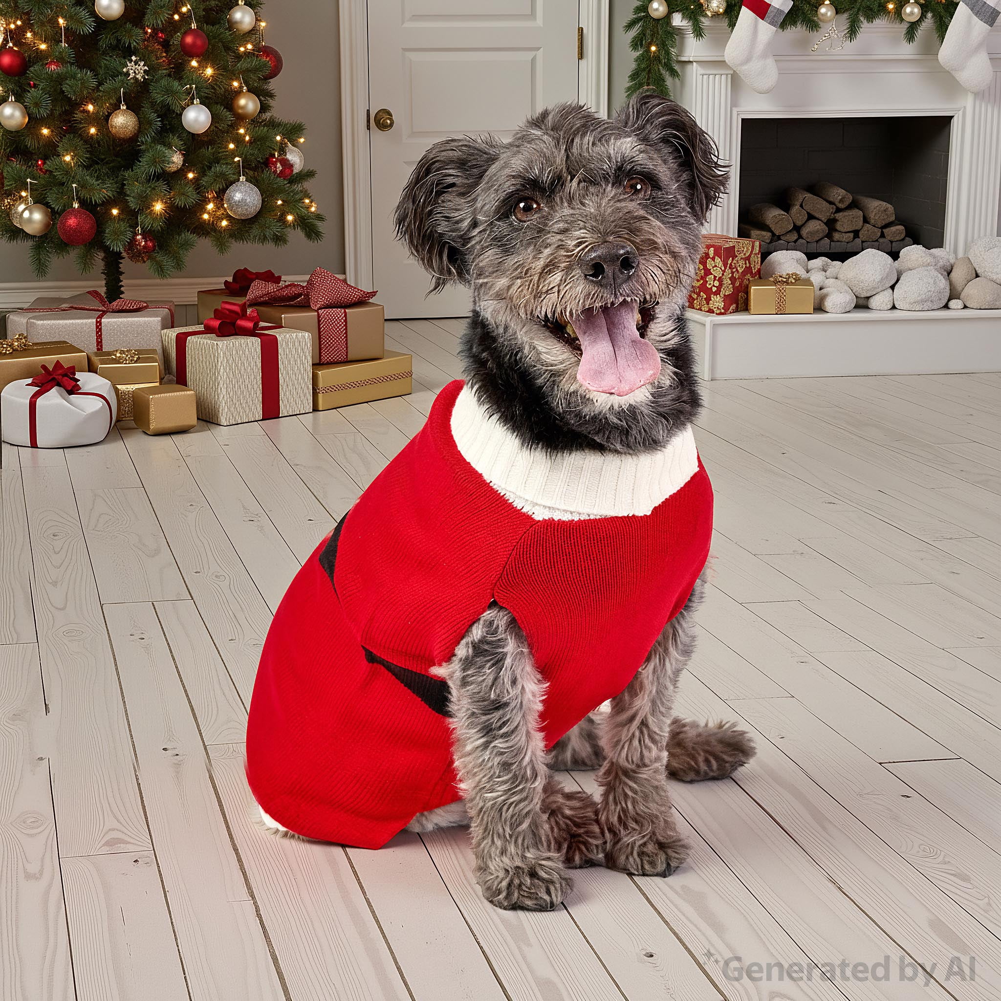 Vibrant Life Holiday Pet Sweater for Dogs, Santa, Red, Medium