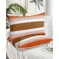 thumbnail image 2 of Burnt Orange Farmhouse Pillow Covers Standard Size 2 Pack, Orange Brown Striped Soft Bed Throw Pillowcases Breathable Cooling Long Lumbar Body Pillow Sham Cover for Bed Sofa 20''x26'', 2 of 7