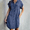 Dark Blue, variant on Floenr Womens Plus Size Maxi Dress,Casual Crewneck Batwing Short Sleeve Plain Summer Dresses,Loose Round Neck Midi Length Mini Dress