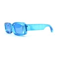 thumbnail image 3 of Womens Mod Thick Plastic Narrow Rectangle Bold Rich Sunglasses Blue, 3 of 4