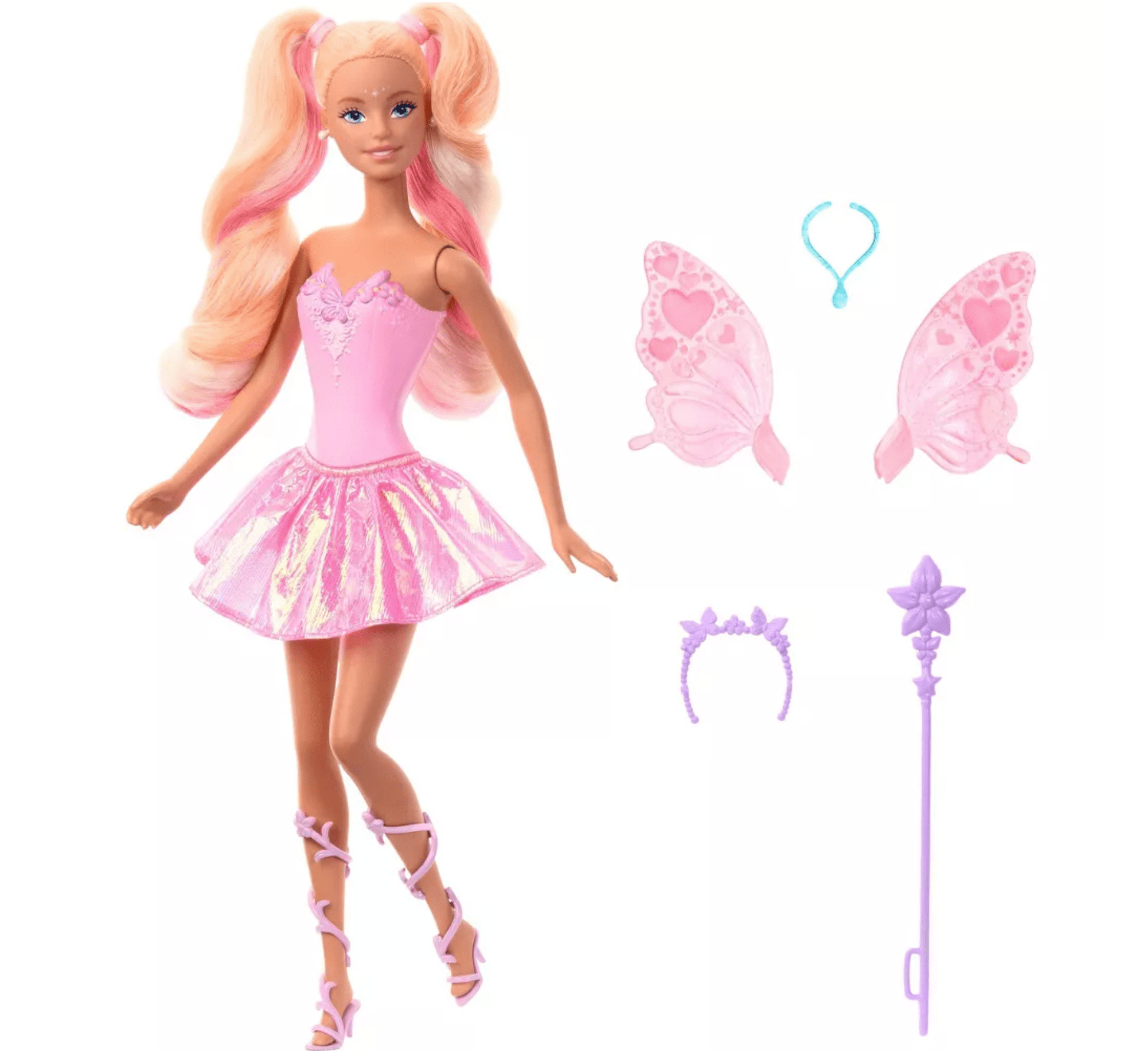 Barbie Fairy Doll with Toy Wand & Fashion Accessories, Fantasy Theme with Color-Change Fun on Wings & Outfit
