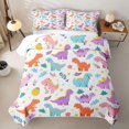 thumbnail image 2 of Feelyou Cartoon Dinosaur Egg Quilt King for Boys Girls, Flower Floral King Coverlet Set, Pink Purple, 3 Pieces, 2 of 7