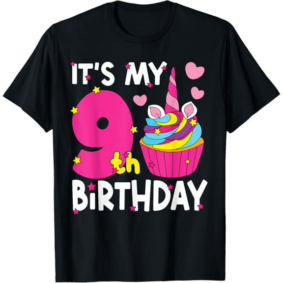 Exquisite and comfortable-9th Cupcake Birthday Party Nine Year Old Girl Cupcakes T-Shirt