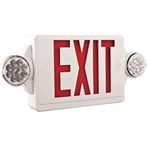 Lithonia Lighting LHQM R M6 LED Thermoplastic Casing Emergency Exit Sign With 2-Round Head Lamp, 180 Lumens, 120 Volts, 4 Watts, Red