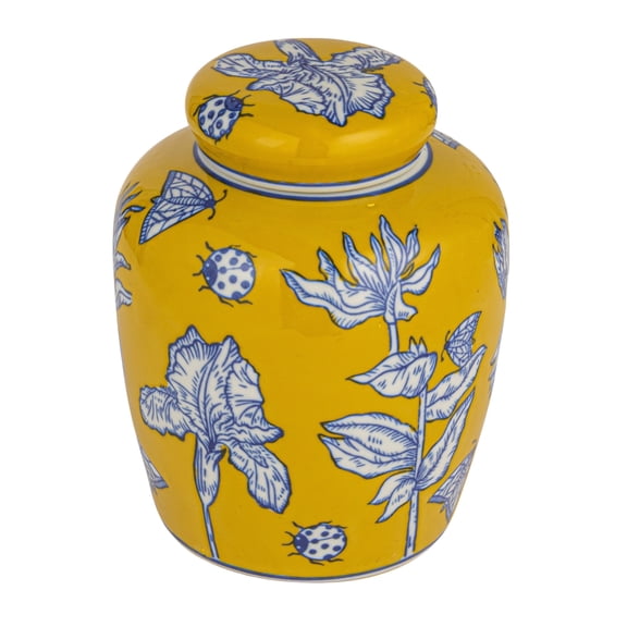 Creative Co-Op Decorative Ceramic Ginger Jar with Lid, Yellow