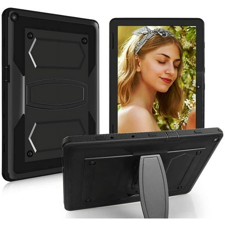 SOATUTO For Walmart Onn 10.1 Tab Case 2020 ( Model: 100011886 ), Shockproof Kids Friendly Rugged Hybrid Sturdy Armmor Case Built-in Kickstand For Onn 10.1 inch Tablet 2020 Generation 2 (Black)
